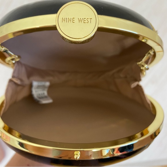 Nine West Round Black/Gold Clutch Bag - Picture 3 of 5